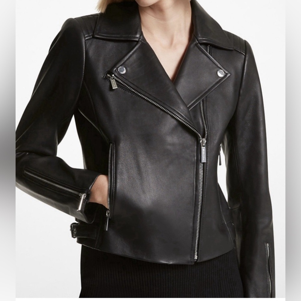 Michael Kors 100% Leather Biker Jacket